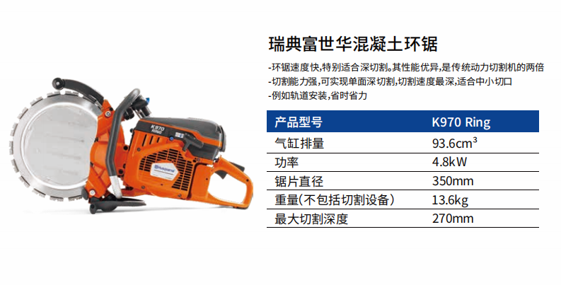 瑞典富世华混凝土环锯K970 Ring - 应急装备物资网:安全应急一站式采购与解决方案